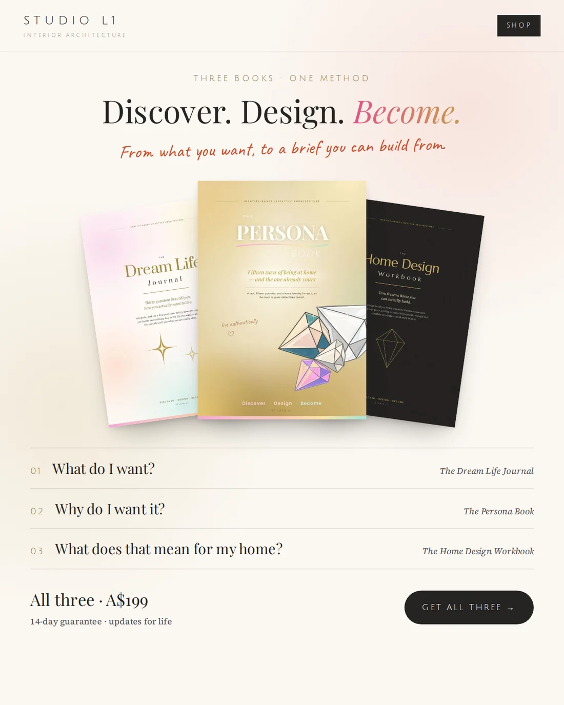 The Dream Life Journal, Persona Book and Home Design Workbook set